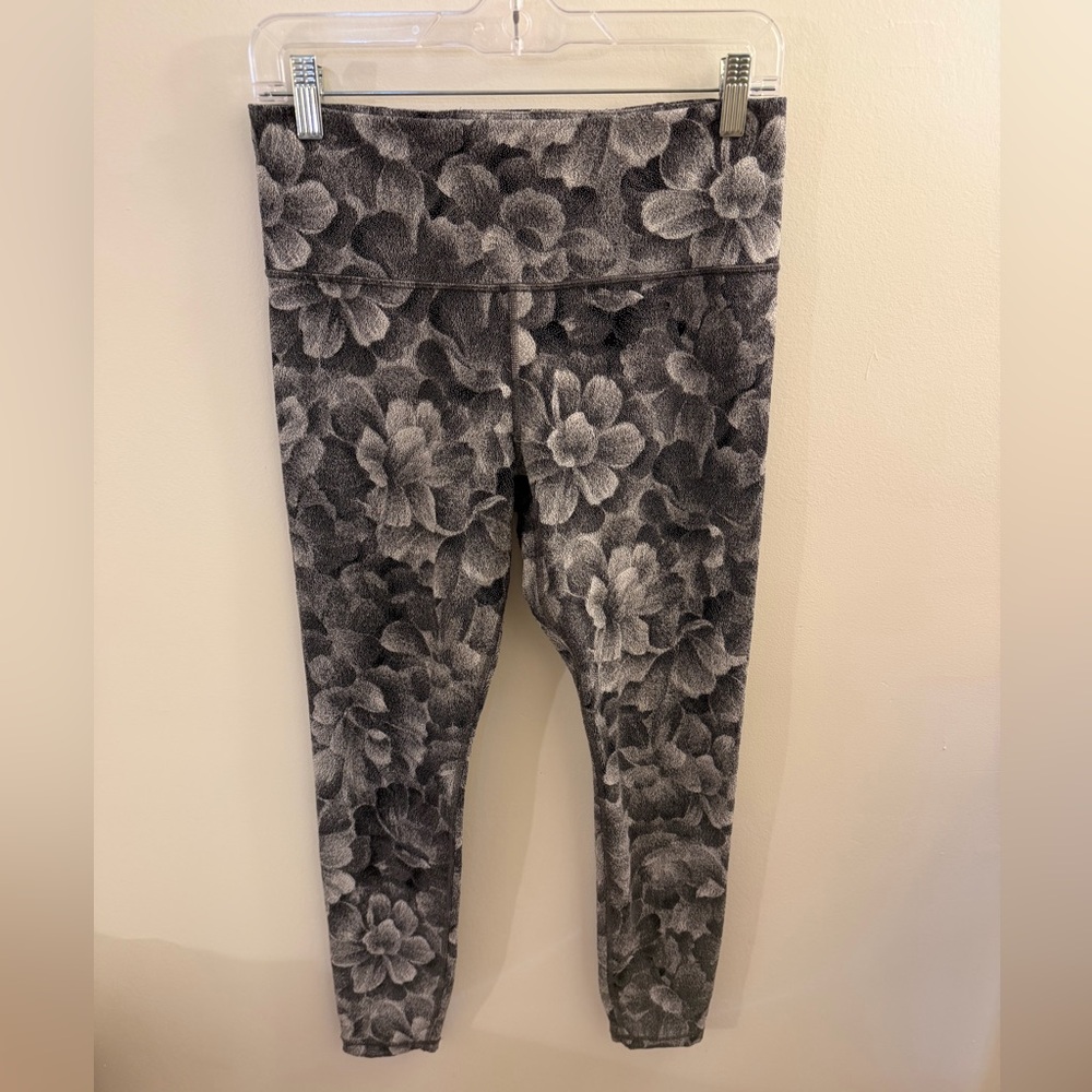 Athleta Floral Charcoal Leggings